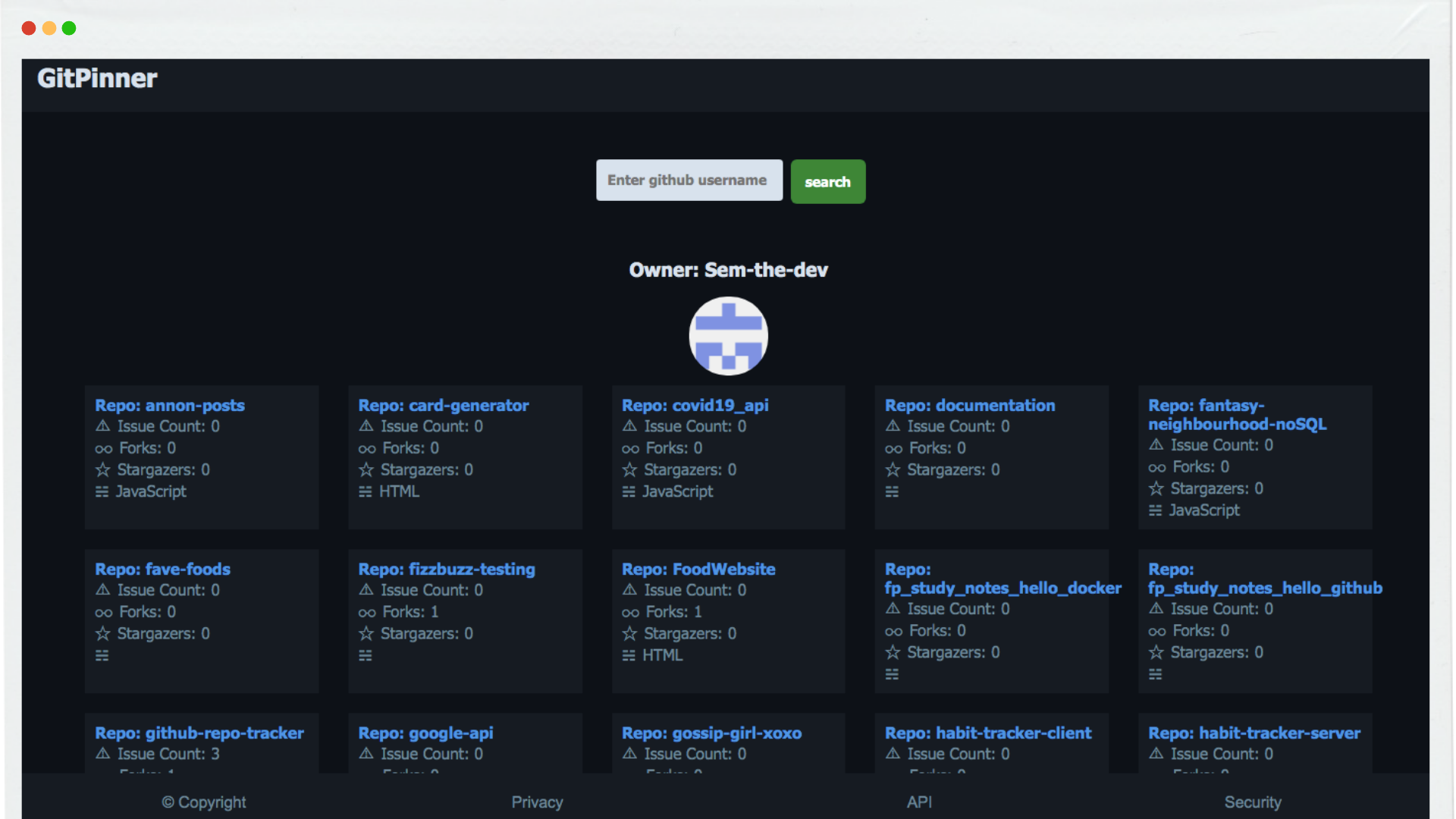 git hub tracker